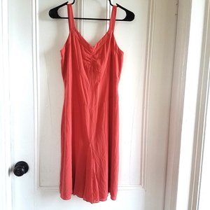 Club Monaco Cocktail/Party Dress~Retro 30s Style~Coral Red-Orange Silk Crepe~6-8
